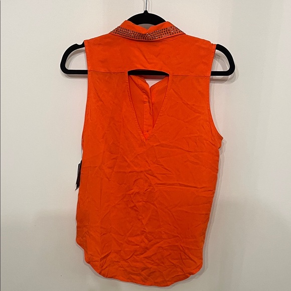 by & by Bright Orange Sleeveless Top with Studded Collar - Picture 3 of 5